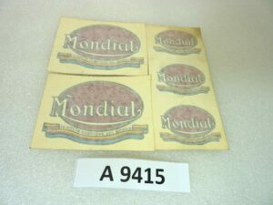 Kit adesivi decalcomania Mondial moto epoca 5 pezzi originale no replica NUOVO fondo di magazzino, LEGGI DESCRIZIONE