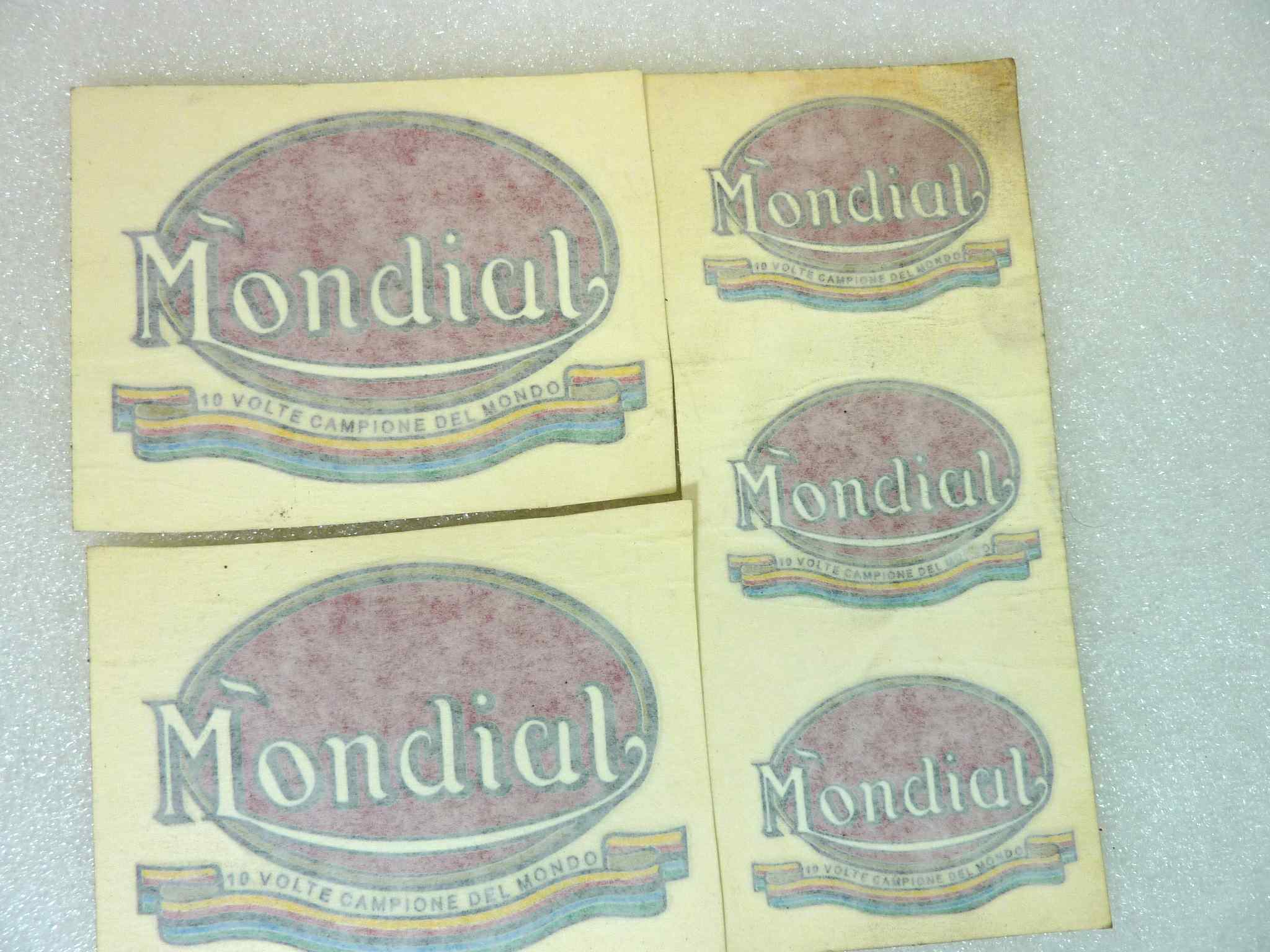 Kit adesivi decalcomania Mondial moto epoca 5 pezzi originale no replica NUOVO fondo di magazzino, LEGGI DESCRIZIONE - immagine 2