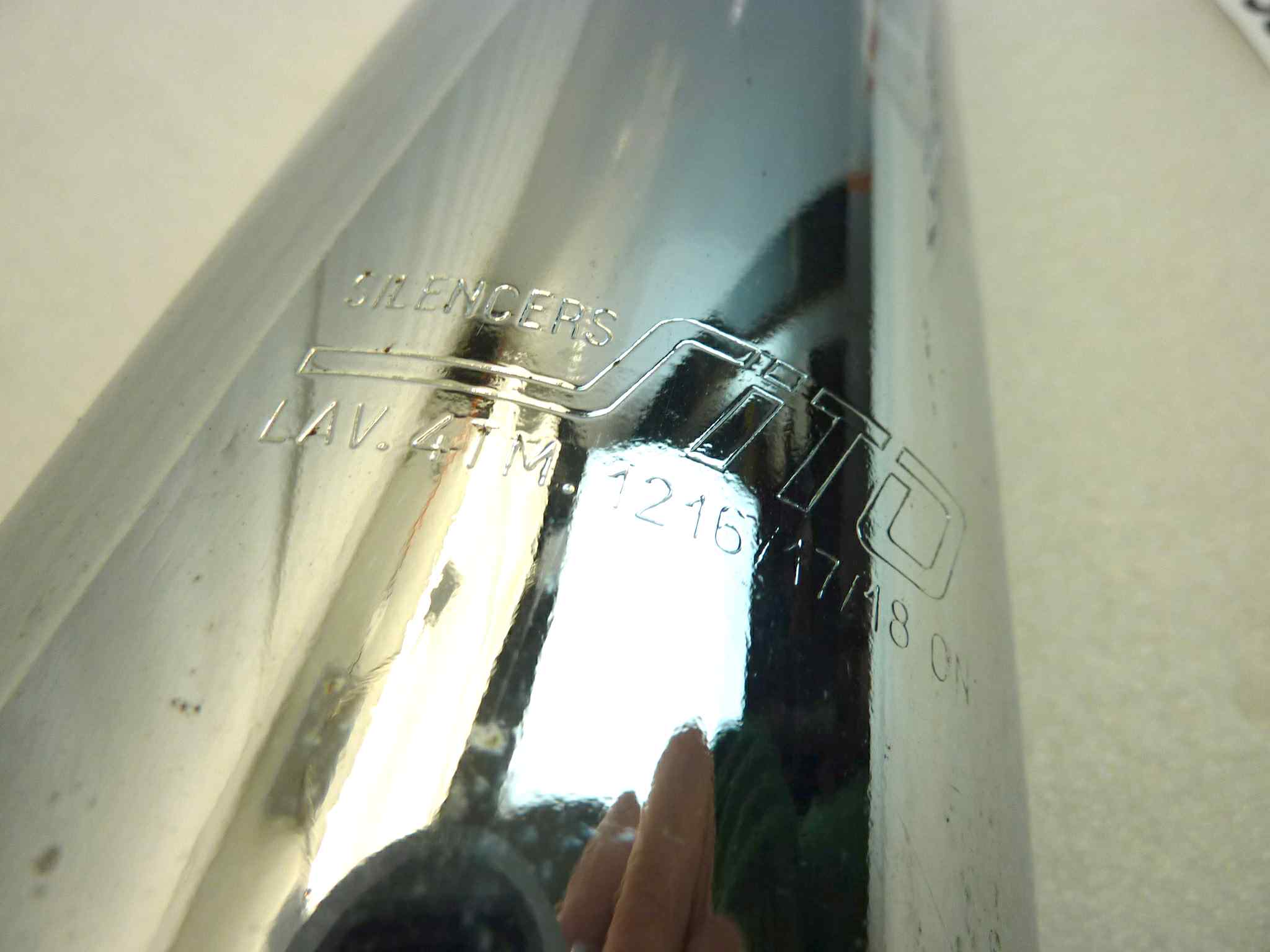 Marmitta Sito Guzzi Benelli Gilera Morini moto epoca Lav.4TM 1216/17/18 CN silenziatore scarico terminale muffler diamentro imbocco 38 mm - lunghezza tot 660 mm - distanzza imbocco/staffa 70 mm - immagine 4