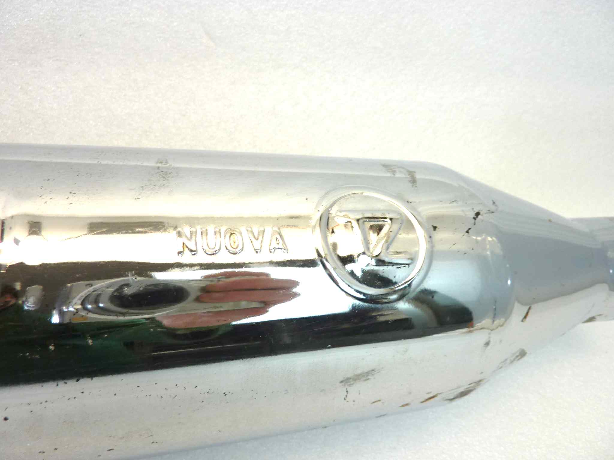 Marmitta Guzzi 500 Nuova TZ silenziatore scarico terminale muffler diamentro imbocco 45 mm - lunghezza tot 680 mm - distanzza imbocco/staffa 365 mm - immagine 5