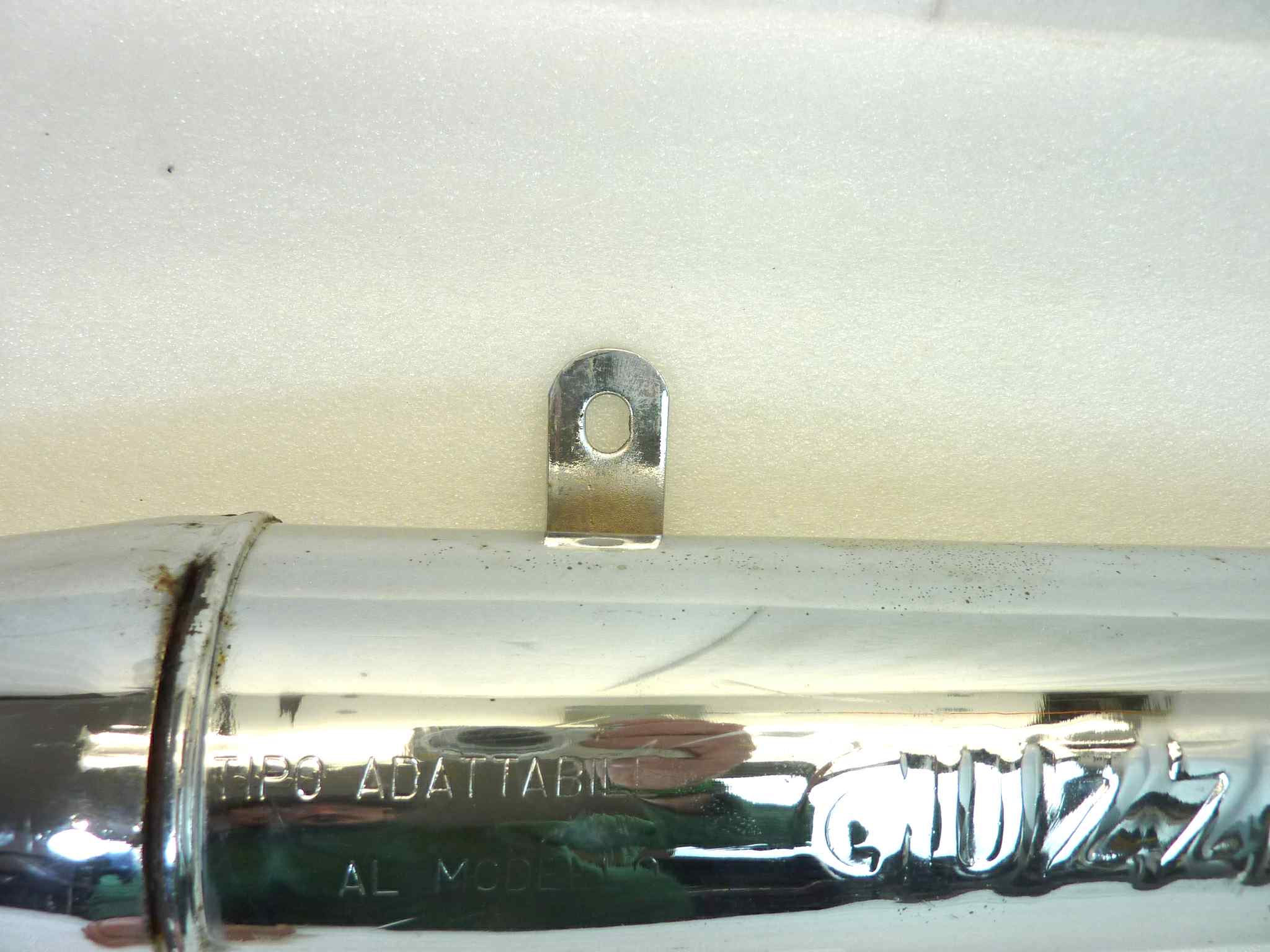 Marmitta Guzzi 500 Nuova TZ silenziatore scarico terminale muffler diamentro imbocco 45 mm - lunghezza tot 680 mm - distanzza imbocco/staffa 365 mm - immagine 6
