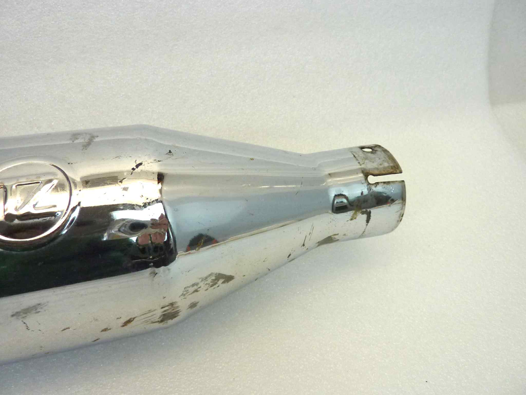 Marmitta Guzzi 500 Nuova TZ silenziatore scarico terminale muffler diamentro imbocco 45 mm - lunghezza tot 680 mm - distanzza imbocco/staffa 365 mm - immagine 8