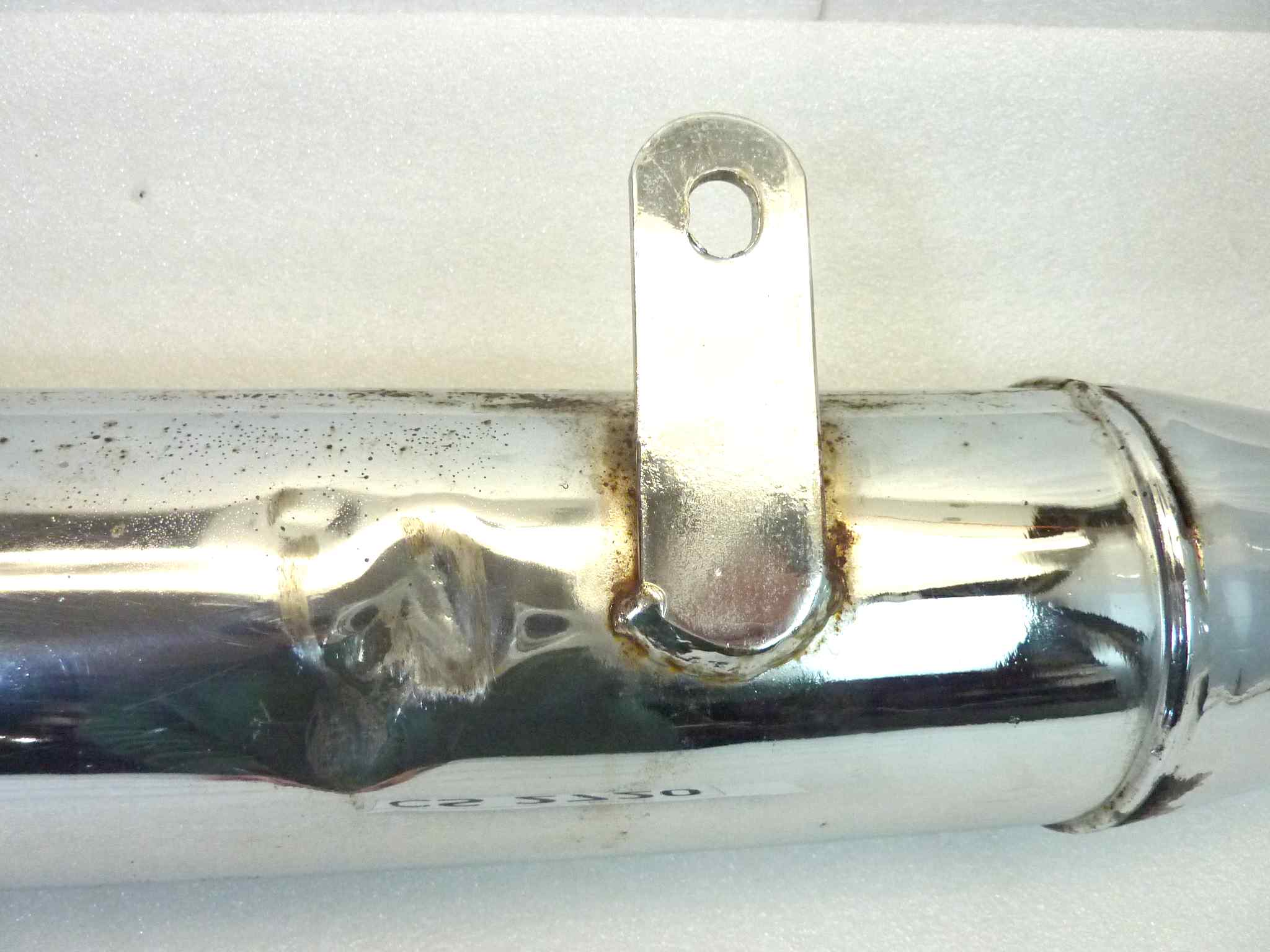 Marmitta Guzzi 500 Nuova TZ silenziatore scarico terminale muffler diamentro imbocco 45 mm - lunghezza tot 680 mm - distanzza imbocco/staffa 365 mm - immagine 12