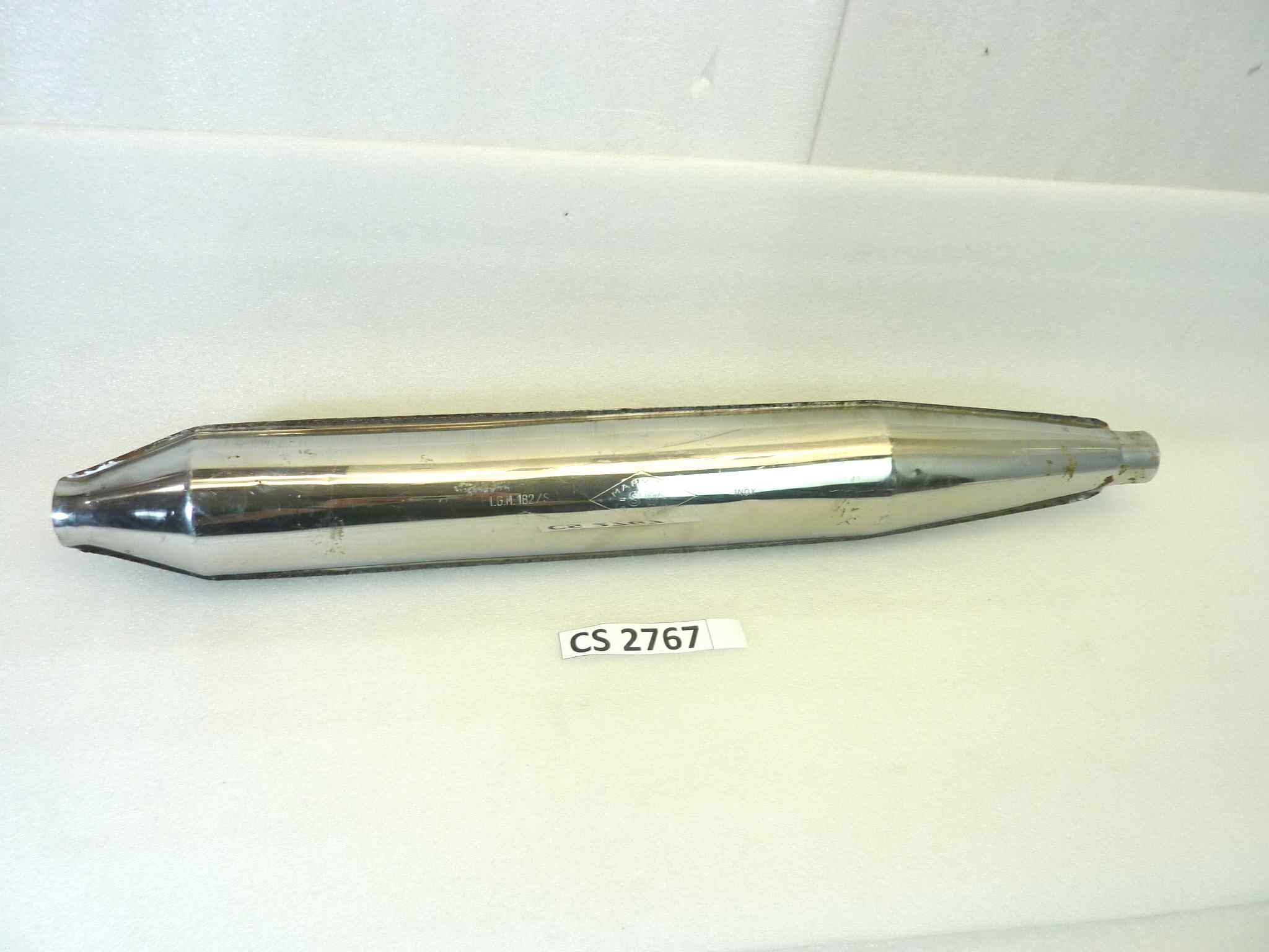 Coppia marmitte SW Rivoli benelli Guzzi Morini gilera moto epoca IGM 182S silenziatore scarico terminale muffler diametro imobcco 35 mm - lunghezza tot 6890 mm - distanza imbocco/staffa 29-33 mm