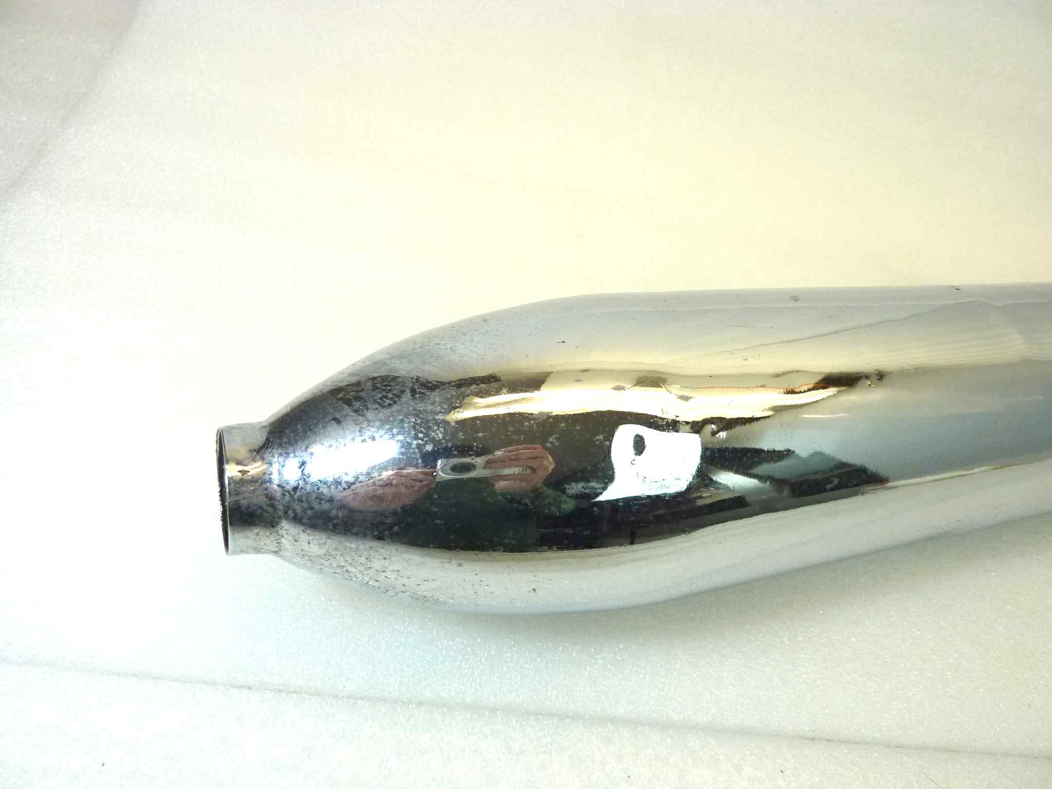 Marmitta moto epoca Guzzi Benelli Morini gilera silenziatore scarico terminale muffler diametro imbocco 36 mm - lunghezza tot 820 mm - distanza imbocco/staffa 430 mm - immagine 5