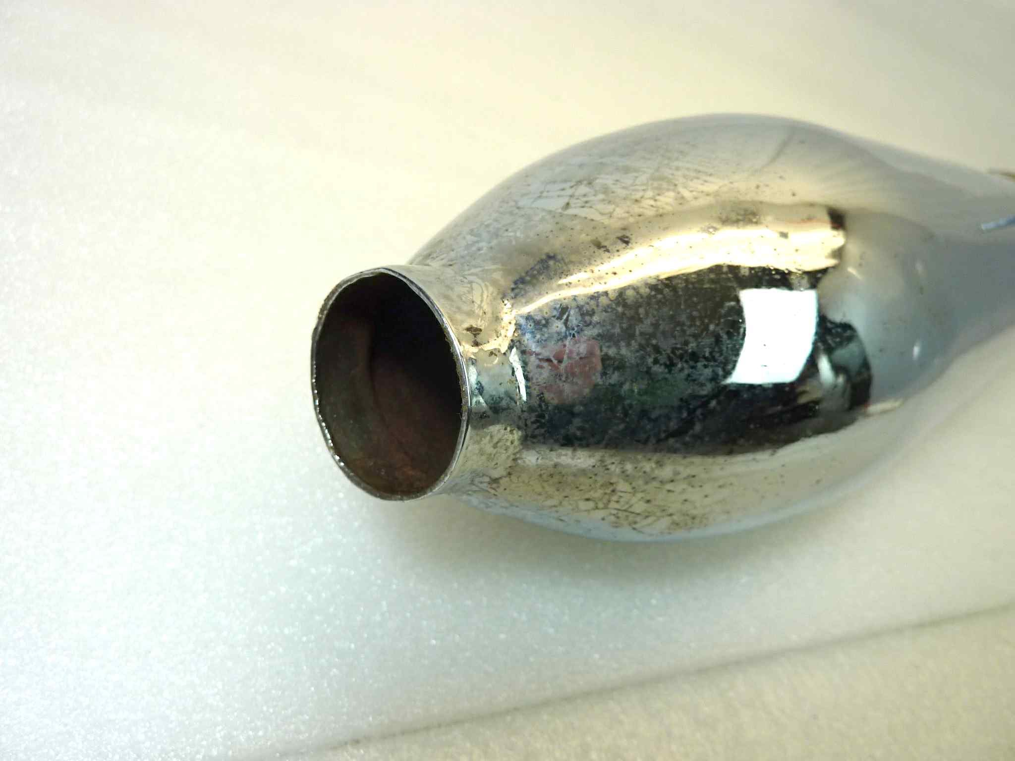 Marmitta moto epoca Guzzi Benelli Morini gilera silenziatore scarico terminale muffler diametro imbocco 36 mm - lunghezza tot 820 mm - distanza imbocco/staffa 430 mm - immagine 6