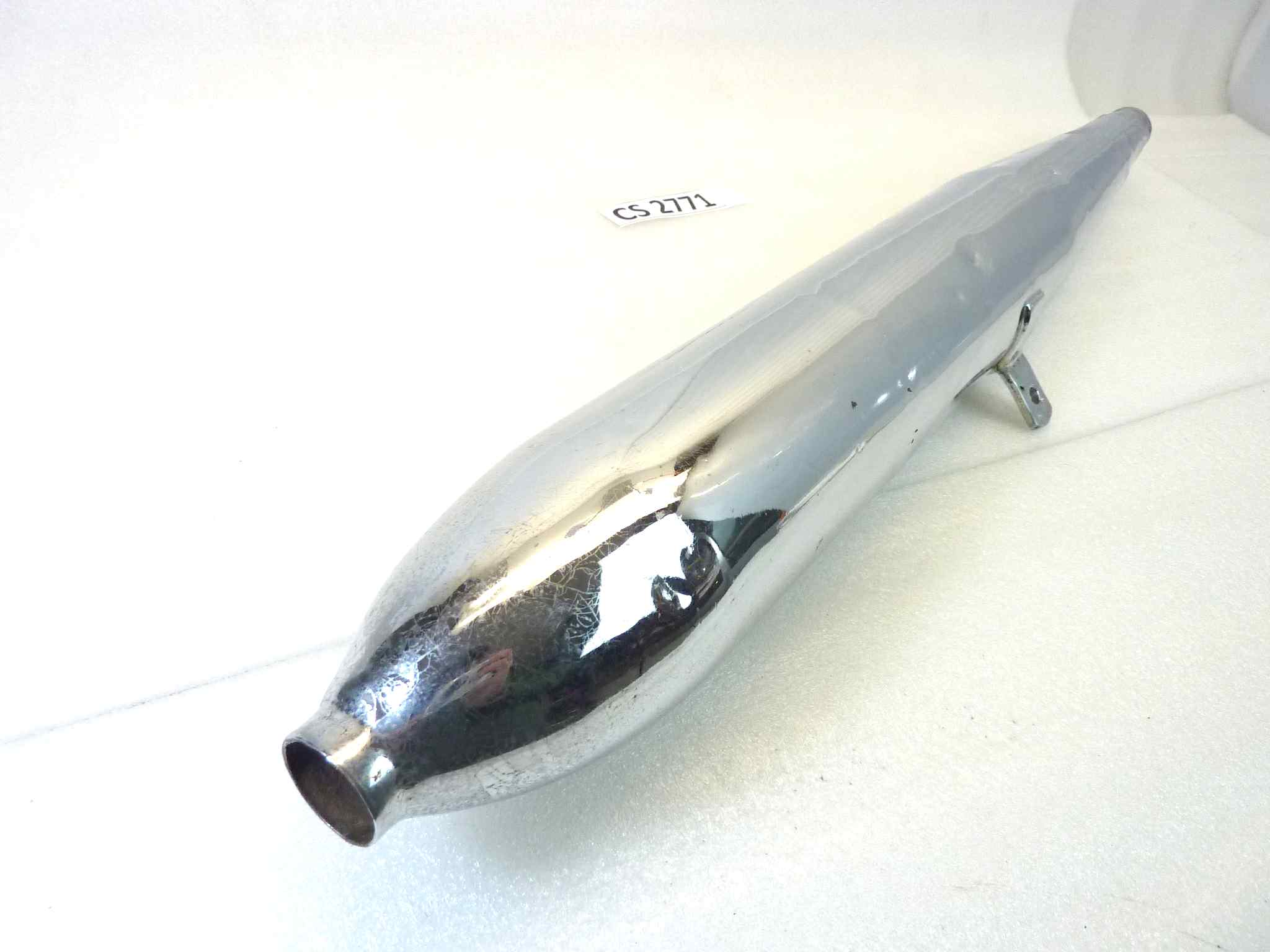 Marmitta moto epoca Guzzi Benelli Morini gilera silenziatore scarico terminale muffler diametro imbocco 36 mm - lunghezza tot 820 mm - distanza imbocco/staffa 430 mm - immagine 7