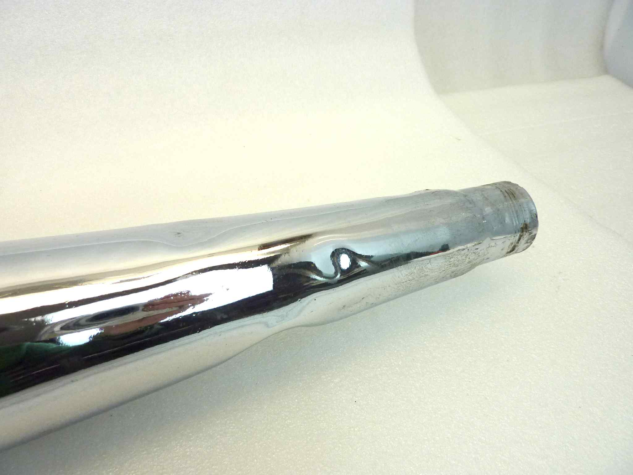 Marmitta moto epoca Guzzi Benelli Morini gilera silenziatore scarico terminale muffler diametro imbocco 36 mm - lunghezza tot 820 mm - distanza imbocco/staffa 430 mm - immagine 11