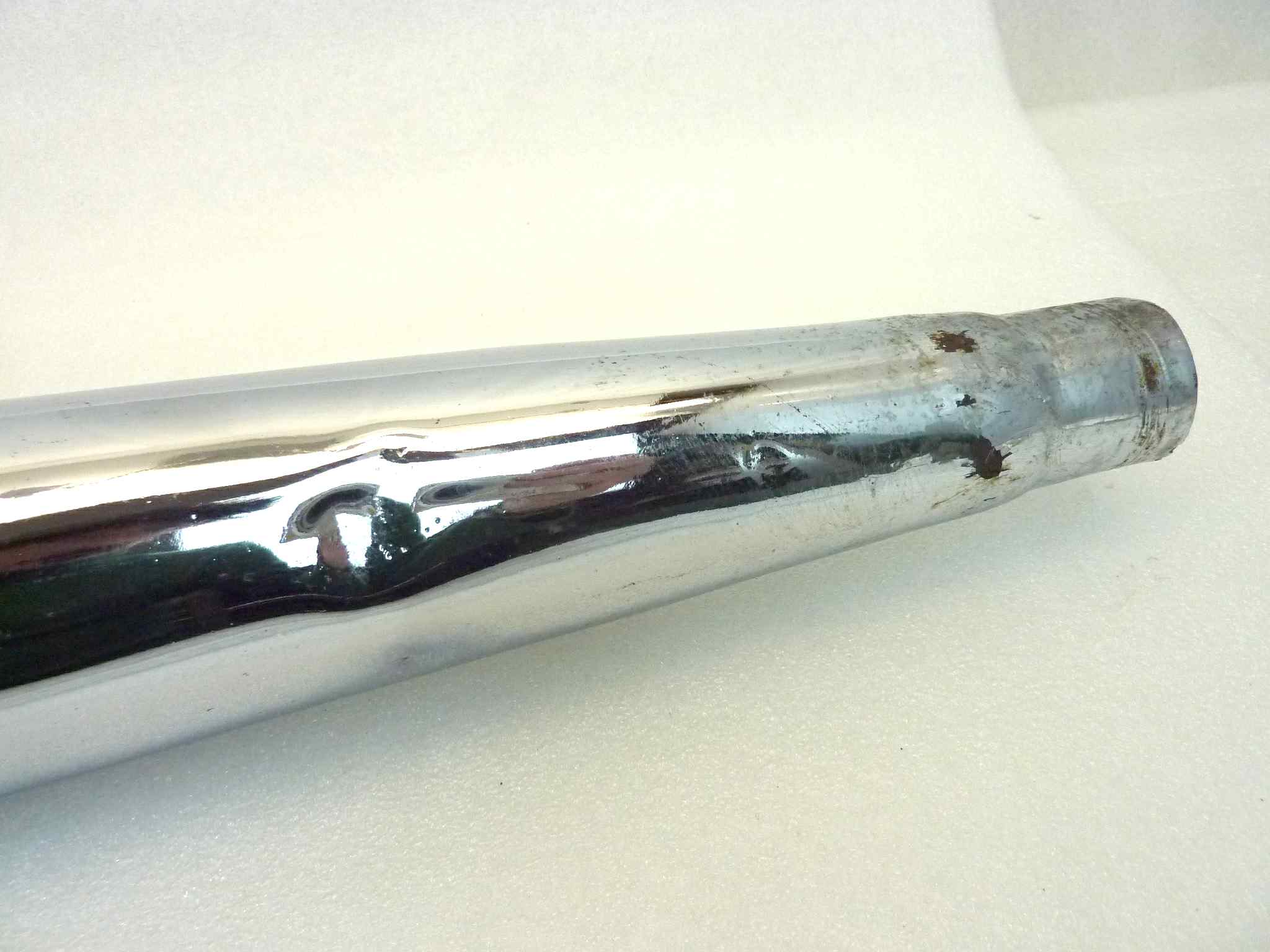 Marmitta moto epoca Guzzi Benelli Morini gilera silenziatore scarico terminale muffler diametro imbocco 36 mm - lunghezza tot 820 mm - distanza imbocco/staffa 430 mm - immagine 14