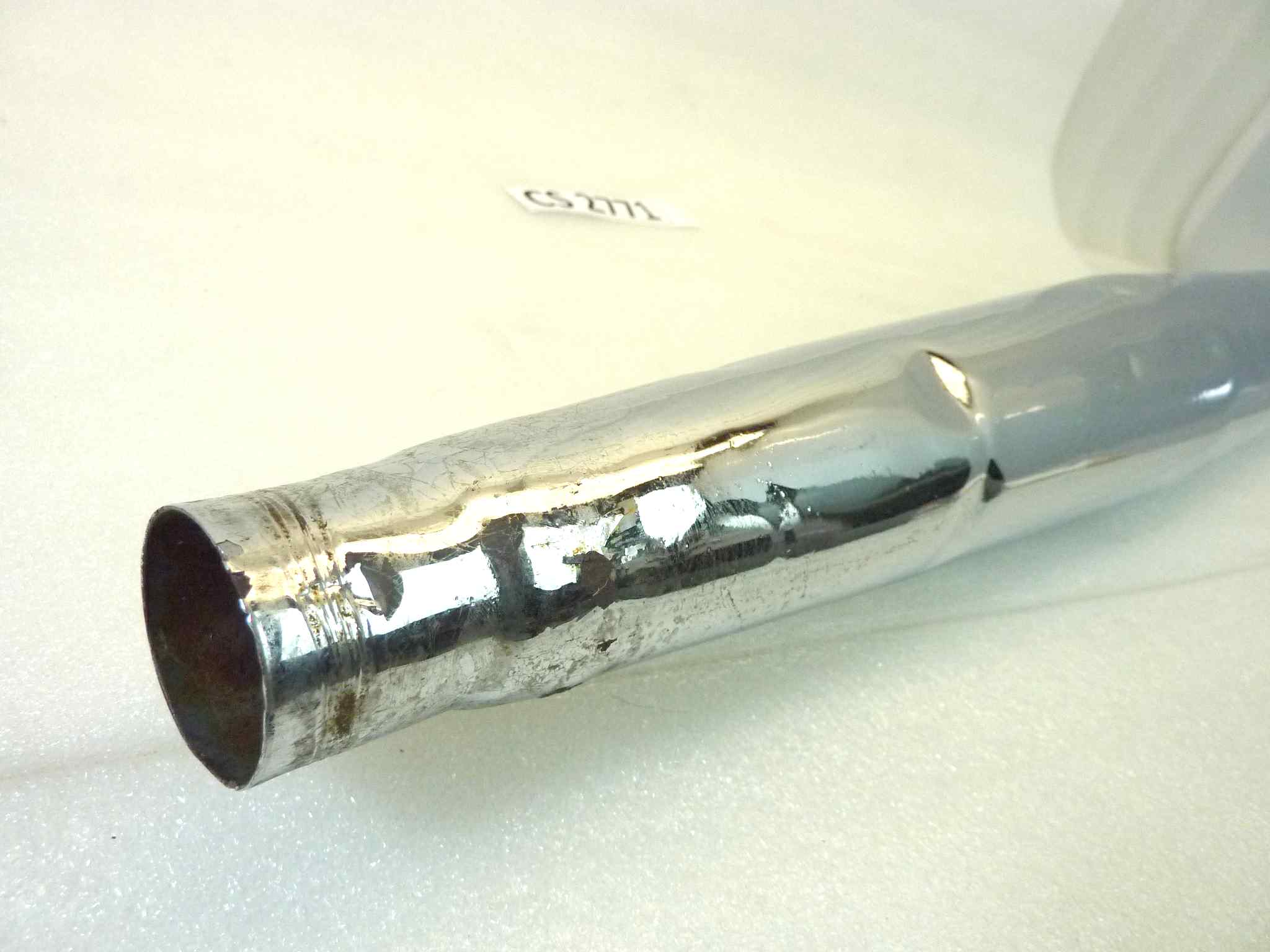Marmitta moto epoca Guzzi Benelli Morini gilera silenziatore scarico terminale muffler diametro imbocco 36 mm - lunghezza tot 820 mm - distanza imbocco/staffa 430 mm - immagine 15