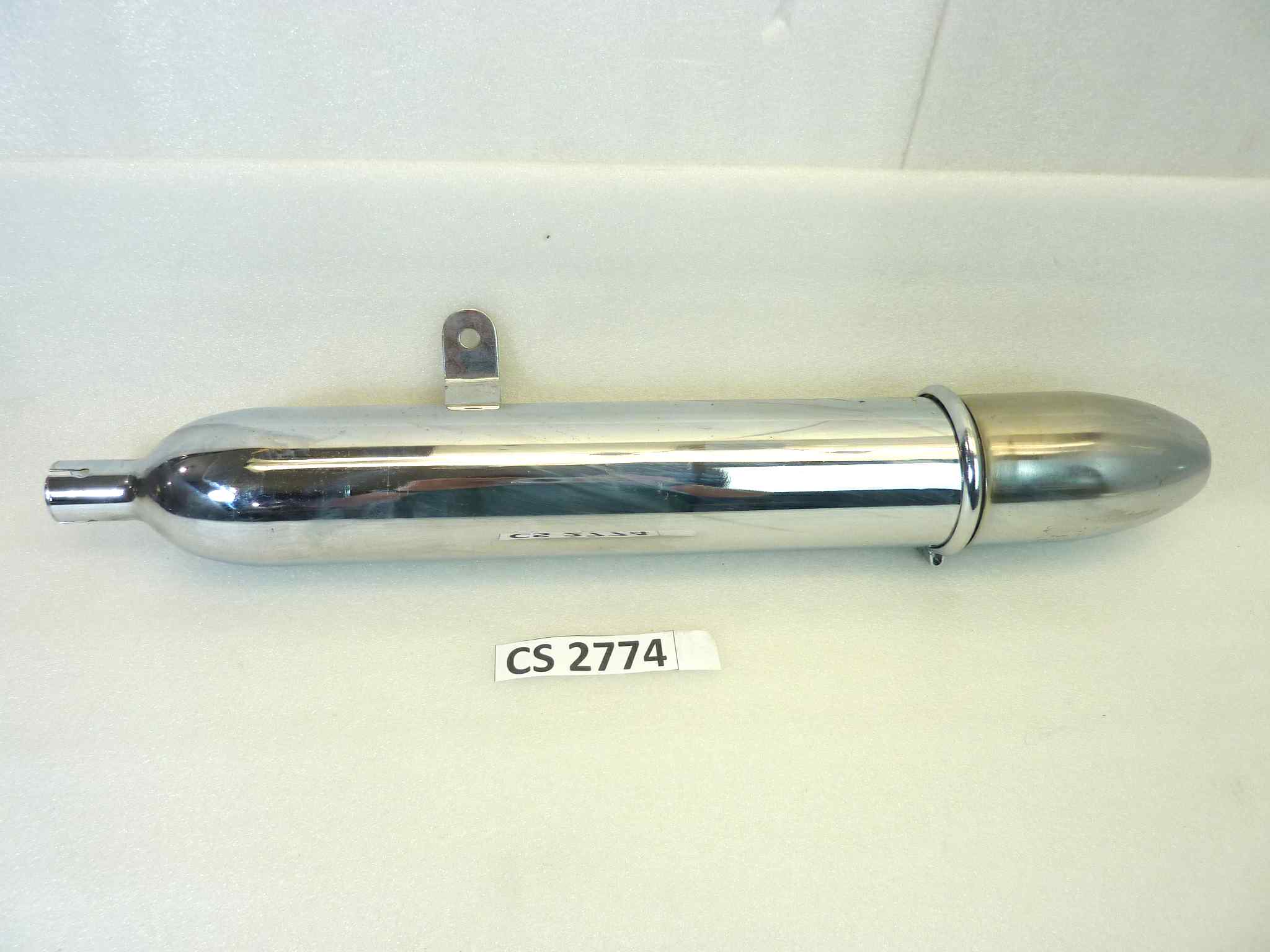 Marmitta moto epoca Guzzi Benelli Morini gilera silenziatore scarico terminale muffler diametro imbocco 28 mm - lunghezza tot 600 mm - distanza imbocco/staffa 215 mm