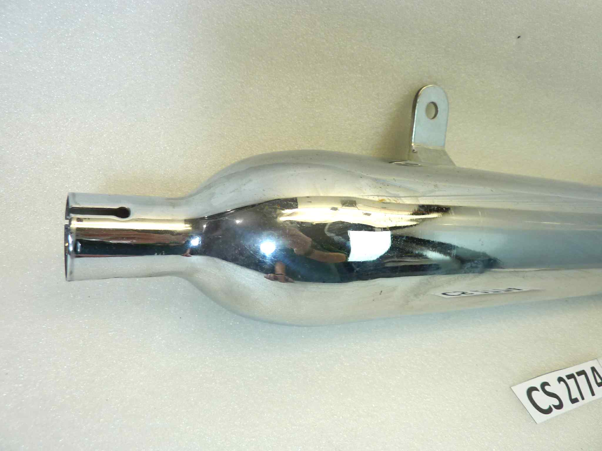 Marmitta moto epoca Guzzi Benelli Morini gilera silenziatore scarico terminale muffler diametro imbocco 28 mm - lunghezza tot 600 mm - distanza imbocco/staffa 215 mm - immagine 2