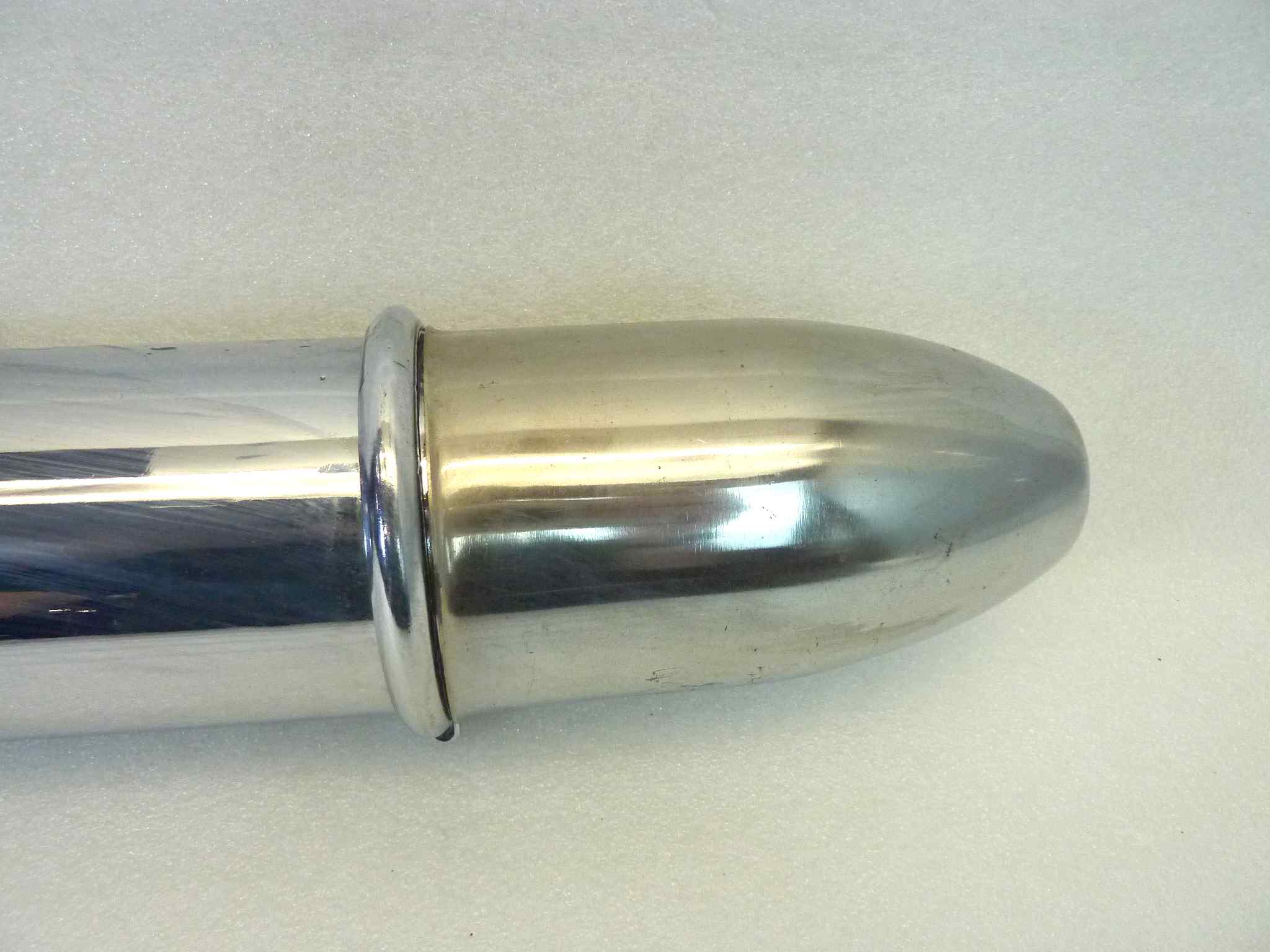 Marmitta moto epoca Guzzi Benelli Morini gilera silenziatore scarico terminale muffler diametro imbocco 28 mm - lunghezza tot 600 mm - distanza imbocco/staffa 215 mm - immagine 3