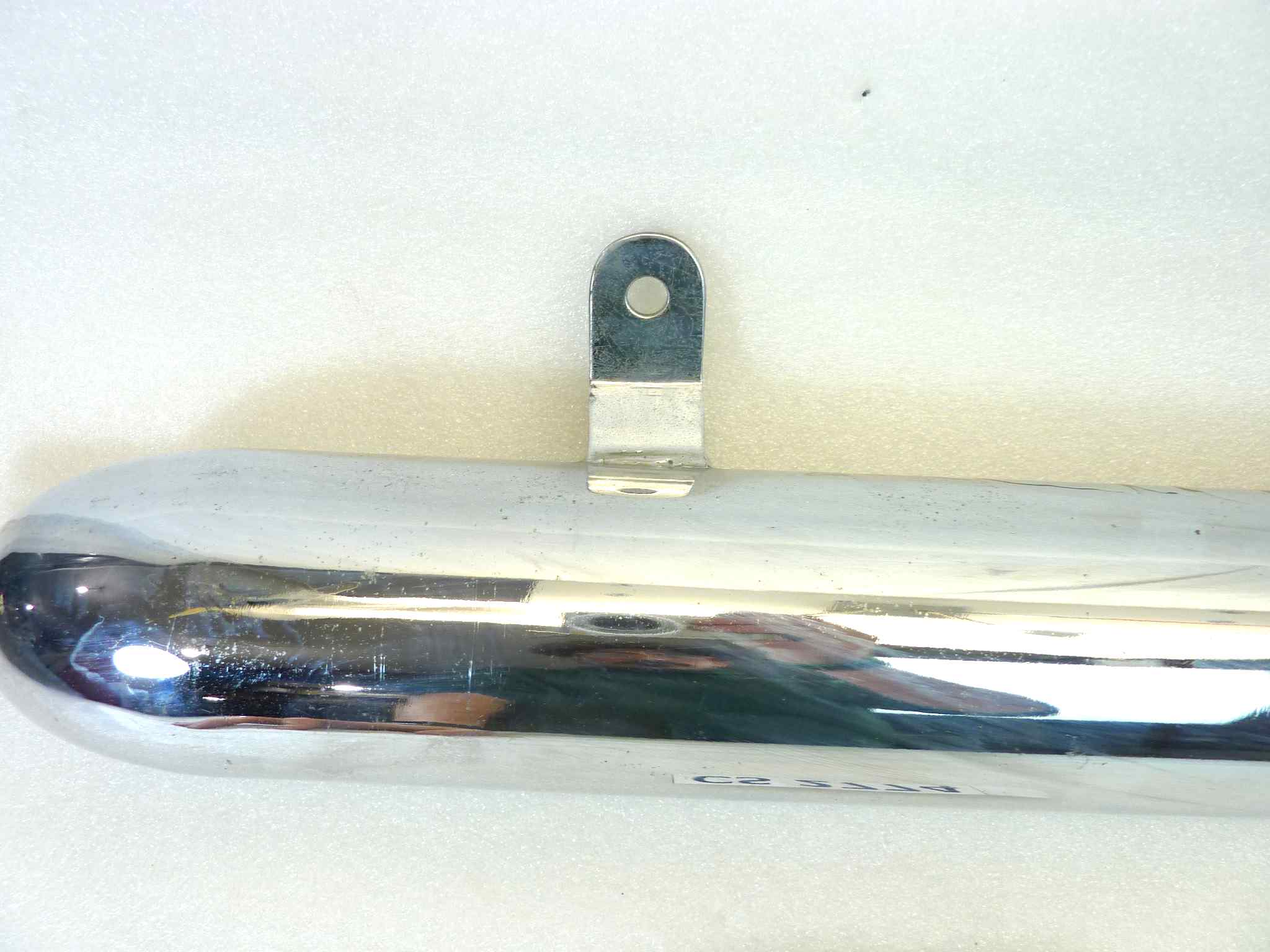 Marmitta moto epoca Guzzi Benelli Morini gilera silenziatore scarico terminale muffler diametro imbocco 28 mm - lunghezza tot 600 mm - distanza imbocco/staffa 215 mm - immagine 4