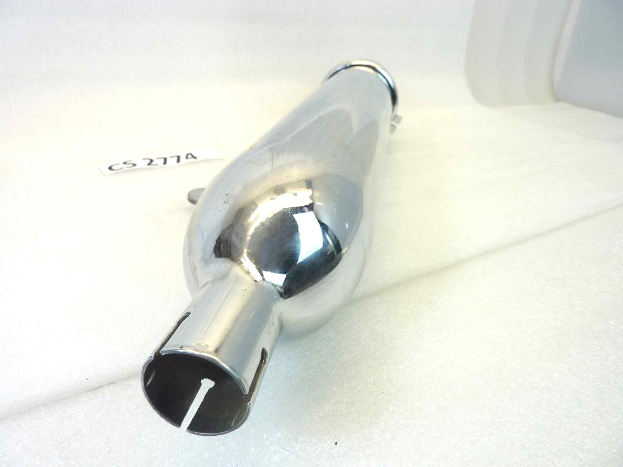 Marmitta moto epoca Guzzi Benelli Morini gilera silenziatore scarico terminale muffler diametro imbocco 28 mm - lunghezza tot 600 mm - distanza imbocco/staffa 215 mm - immagine 5