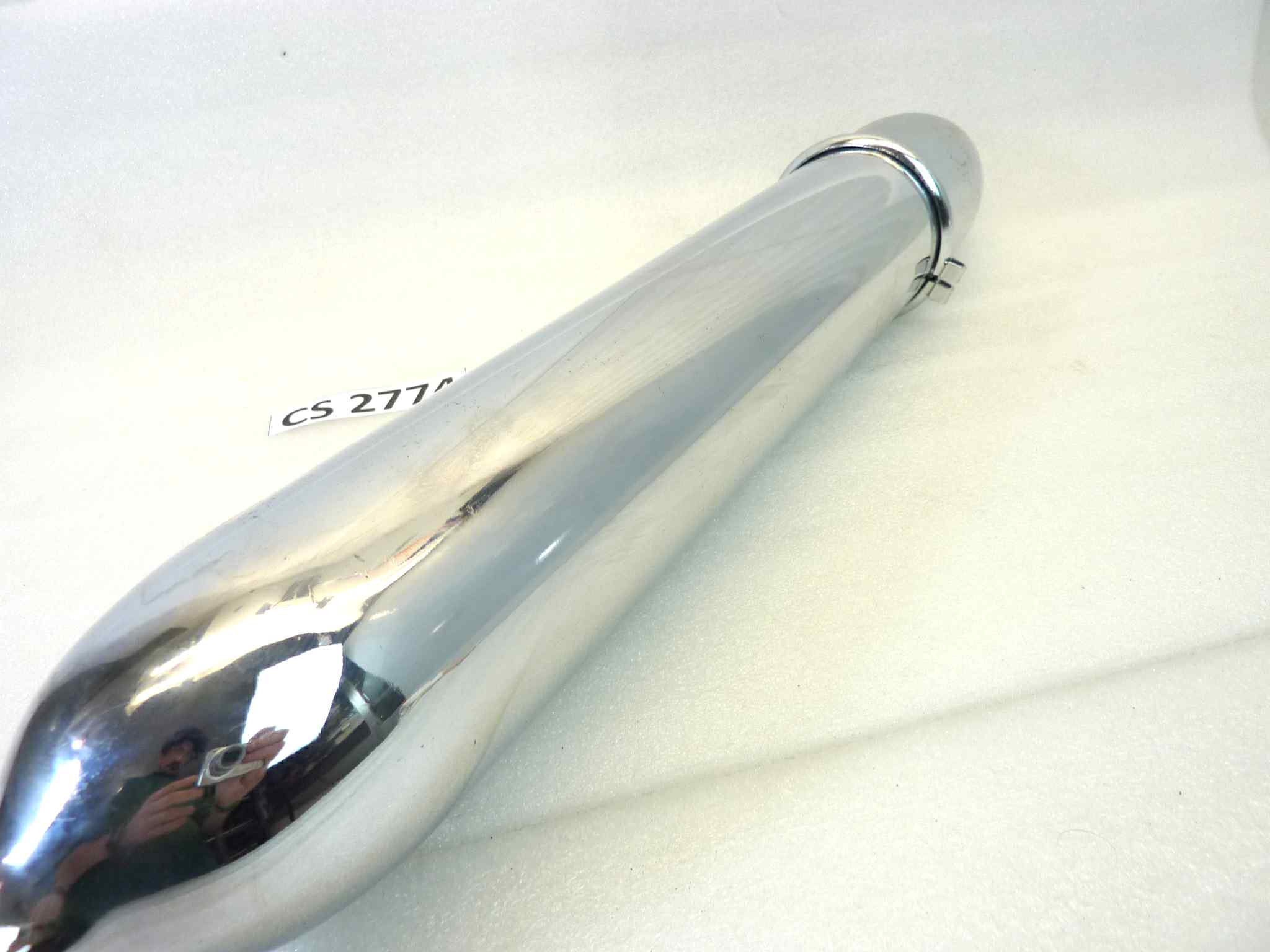 Marmitta moto epoca Guzzi Benelli Morini gilera silenziatore scarico terminale muffler diametro imbocco 28 mm - lunghezza tot 600 mm - distanza imbocco/staffa 215 mm - immagine 6