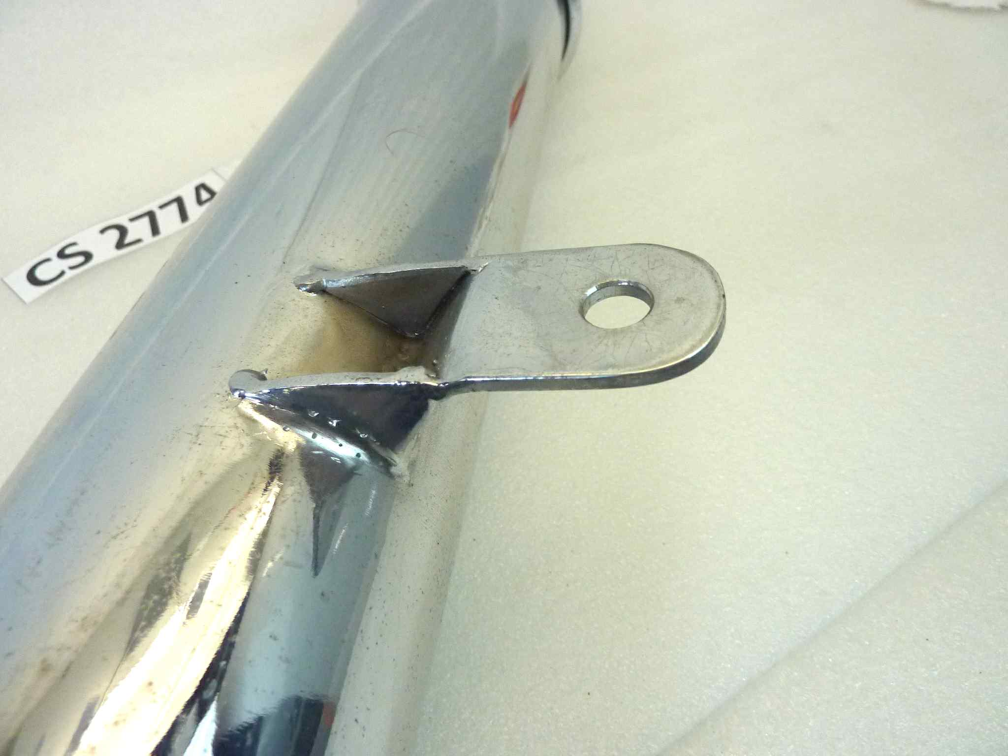 Marmitta moto epoca Guzzi Benelli Morini gilera silenziatore scarico terminale muffler diametro imbocco 28 mm - lunghezza tot 600 mm - distanza imbocco/staffa 215 mm - immagine 8