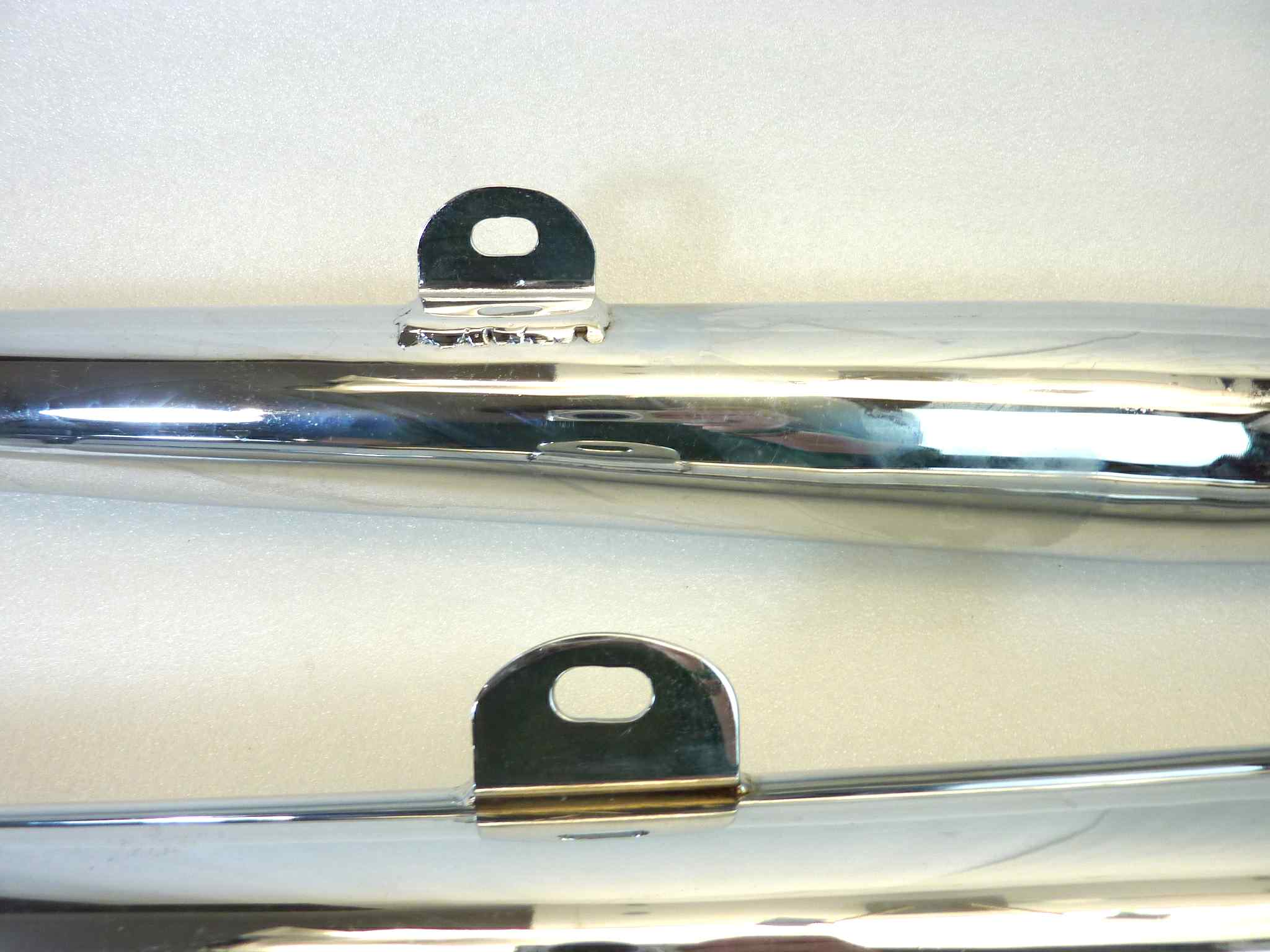 Coppia marmitta moto epoca Guzzi Benelli Morini Ducati Gilera silenziatore scarico terminale muffler lunghezza tot 850 mm - diametro imbocco 32 mm - distanza staffa/imbocco 250 mm - immagine 5