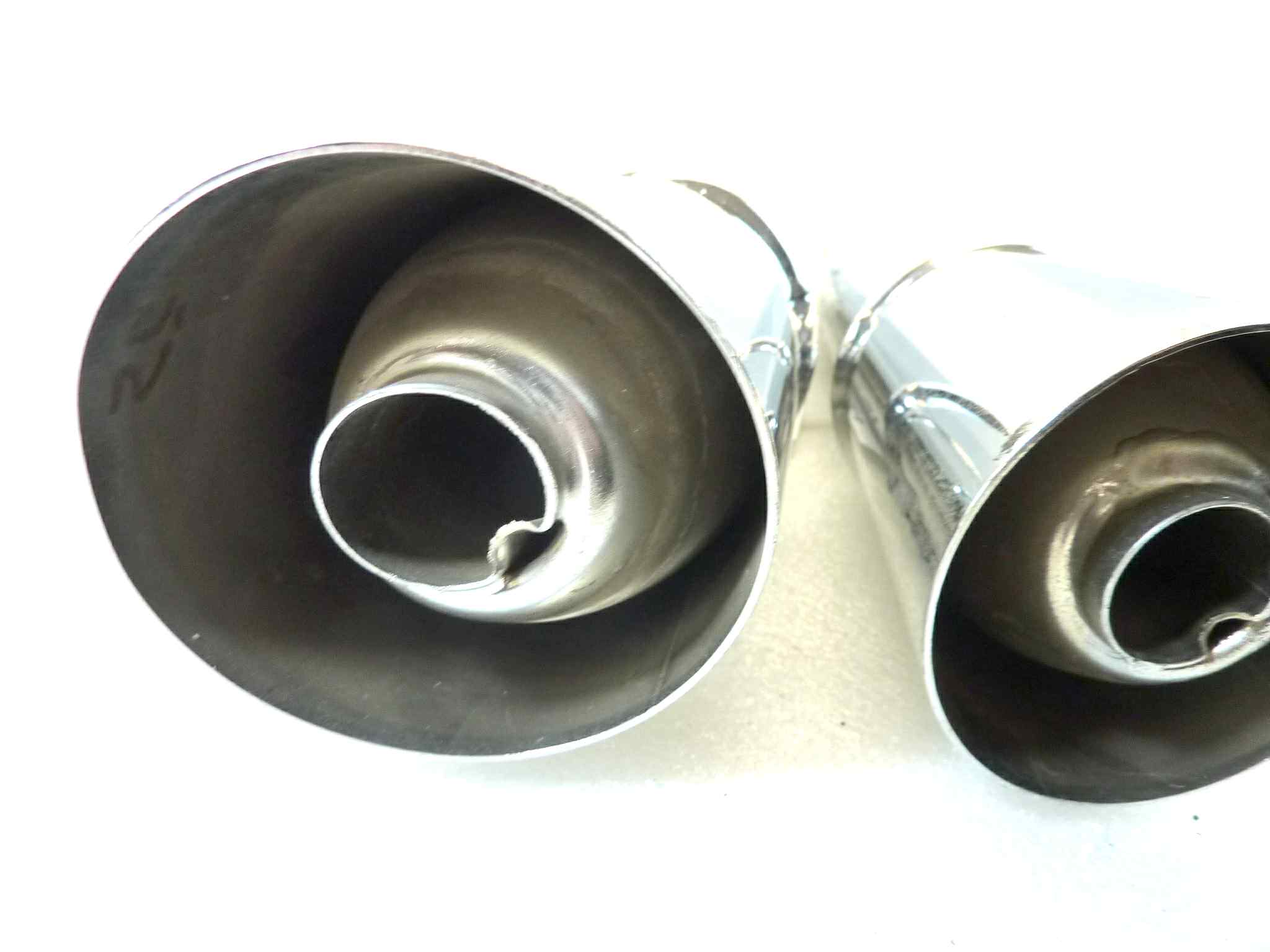 Coppia marmitta moto epoca Guzzi Benelli Morini Ducati Gilera silenziatore scarico terminale muffler lunghezza tot 850 mm - diametro imbocco 32 mm - distanza staffa/imbocco 250 mm - immagine 18