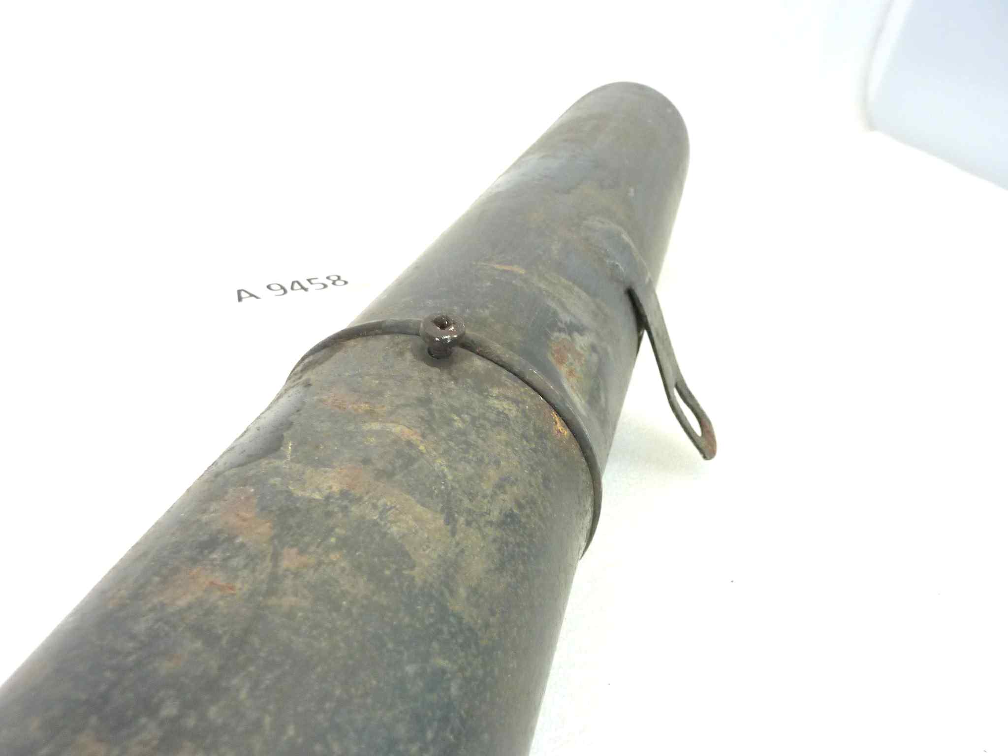 Marmitta Moto Guzzi app GM 297/59 S brevetto 195 TZ silenziatore scarico terminale muffler diametro imbocco 36 mm - lunghezza tot 670 mm - distanza imbocco/staffa 355 mm - immagine 8