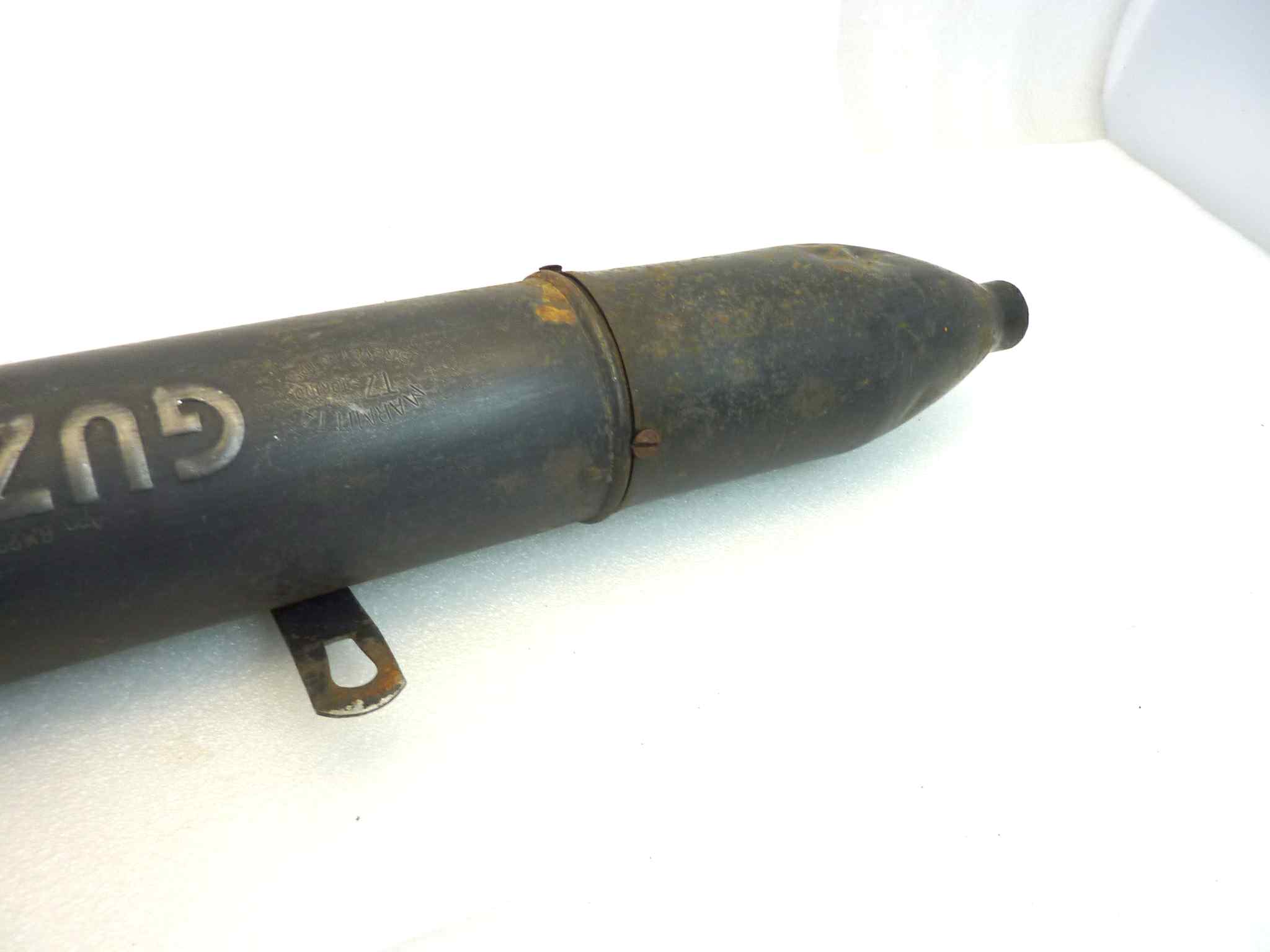 Marmitta Moto Guzzi app GM 297/59 S brevetto 195 TZ silenziatore scarico terminale muffler diametro imbocco 36 mm - lunghezza tot 670 mm - distanza imbocco/staffa 355 mm - immagine 13
