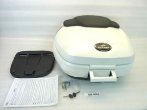 Bauletto posteriore top case Guzzi California 1400 Touring Custom 2012 - 2016 bianco Shad 50 L cod CM228502 con piastra e minuteria, danneggiato vedi foto